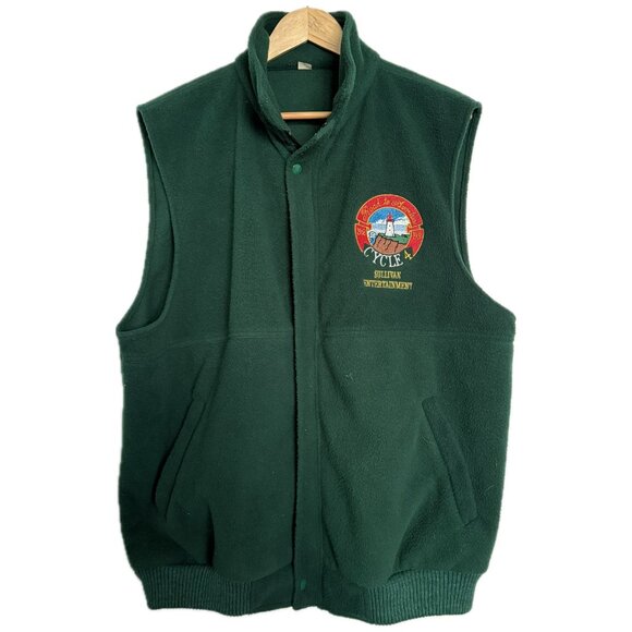 Vintage Fleece Vest Men Large Green 90s Road To Avonlea Film Crew Canadiana Fan - Picture 1 of 13